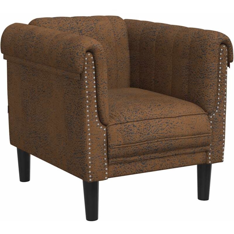 Vidaxl - Fauteuil marron similicuir daim