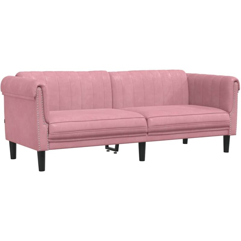 Vidaxl - Canapé à 3 places rose velours