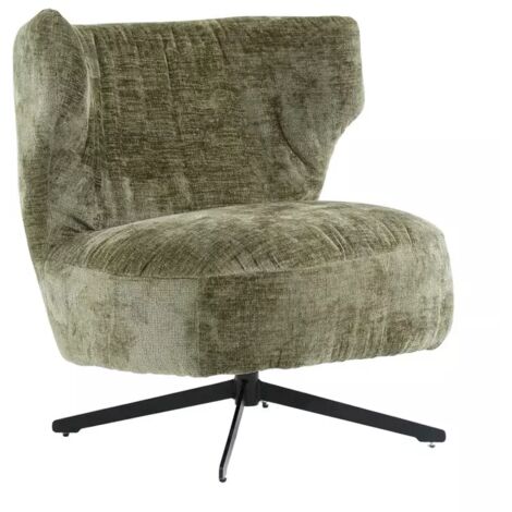 Fauteuil rotatif 360° en microfibre vert kaki et pieds métal – FRANCESCA