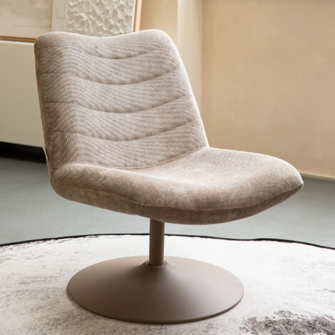 Fauteuil rotatif 81x67x85 cm en tissu beige - BUBBA