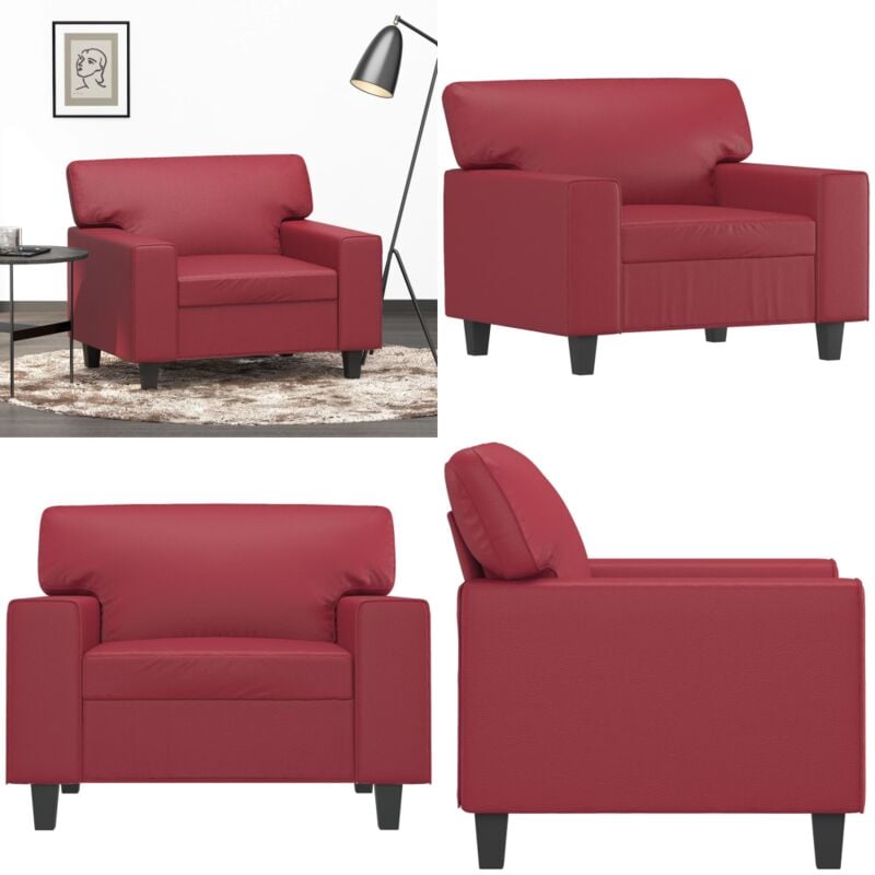 Vidaxl - Fauteuil Rouge bordeaux 60 cm Similicuir - Fauteuil Rouge - Fauteuils Confortables - Canapé Modulaire - Canapé Tissu - Chaise Lounge - Home