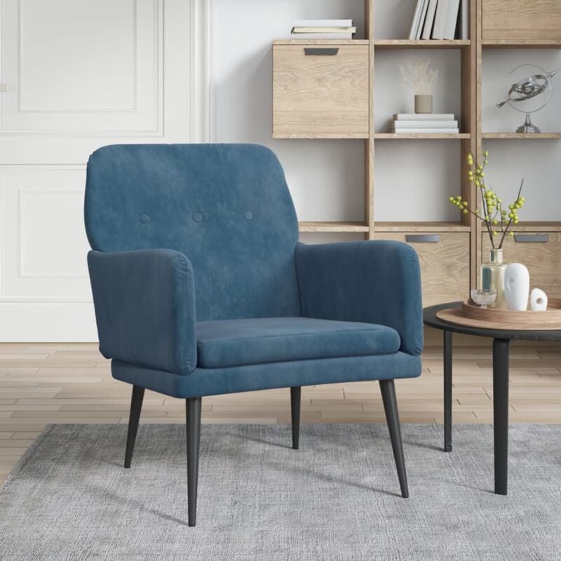 Vidaxl - Fauteuil Bleu 62x79x79 cm Velours