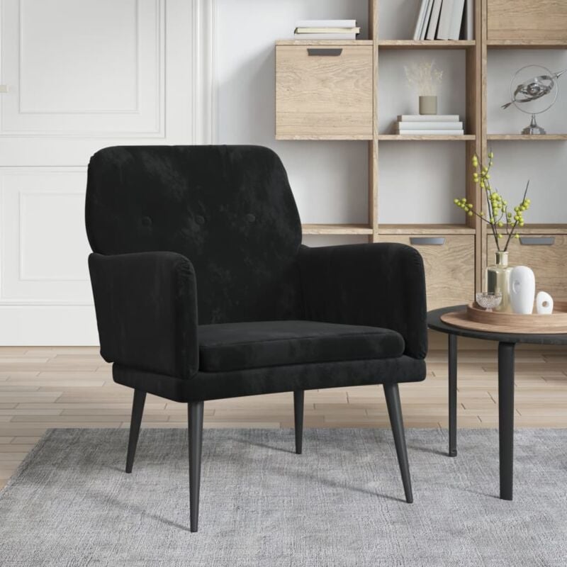 Fauteuil Noir 62x79x79 cm Velours Vidaxl