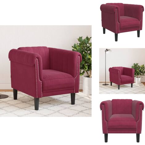 Fauteuil rouge bordeaux velours - Fauteuil Rouge - Fauteuils Confortables - Canapé Velours - Meuble Salon - Décoration Intérieur
