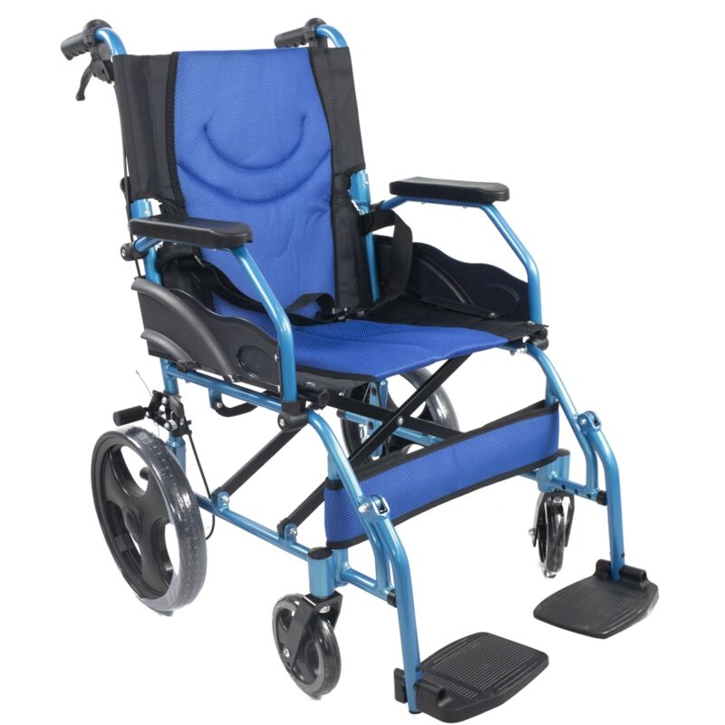 Fauteuil roulant léger | Repose-pieds et dossier | Accoudoirs rembourrés | Bleu |Pirámide | Mobiclinic