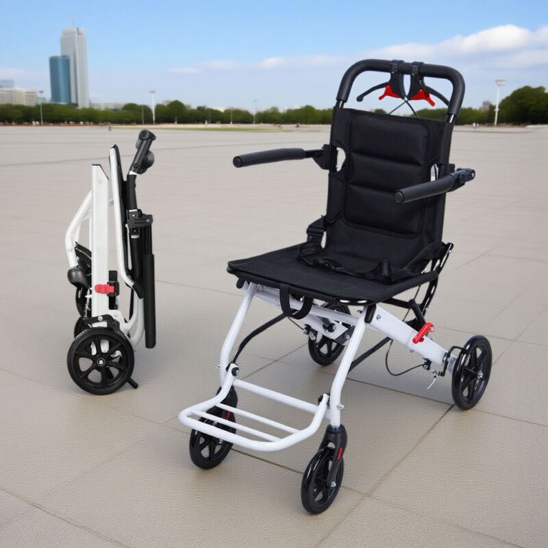 Fauteuil roulant - fauteuil auxiliaire pour personnes handicapées (nécessite une poussée par une personne), pliable, avec frein à main fixe, capacité