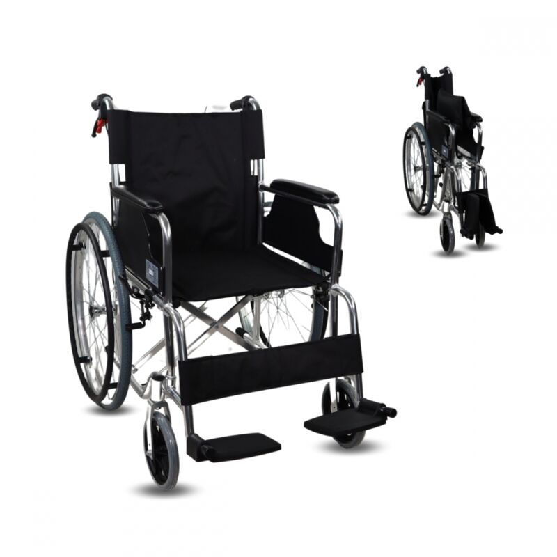 Fauteuil roulant pliable DELUXE | Léger | Accoudoirs et repose-pieds fixes | Orthopédique | Aluminium | Palacio | Mobiclinic