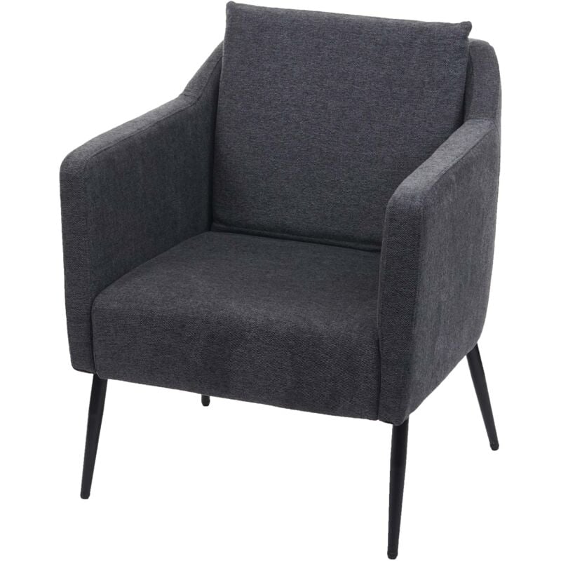 Fauteuil salon chaise de relaxation coins et bords arrondis en tissu/textile gris foncé 040003162
