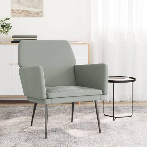 Fauteuil Salon Confortable, Chaises pour Salon, Siège élégant pour Chambre Gris clair 62x79x79 cm Velours ZSD23971