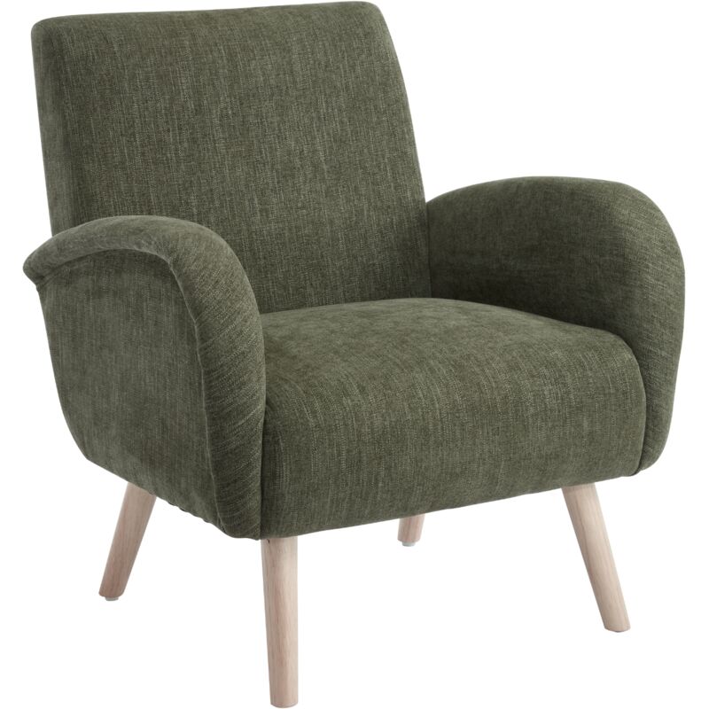 Wahson Office Chairs – Fauteuil relax en chenille vert – Dossier large et accoudoirs confortables – Coussin épais 16 cm – Pieds en bois robustes