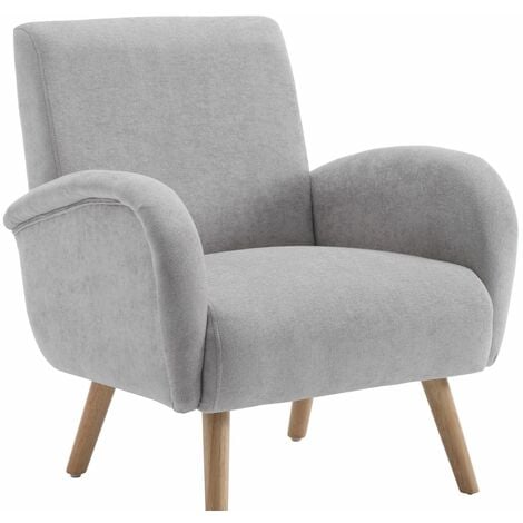 WAHSON OFFICE CHAIRS Fauteuil Salon Confortable Fauteuil Chambre avec Pied Bois Fauteuil Scandinave Rembourré pour Salon et Chambre, Gris