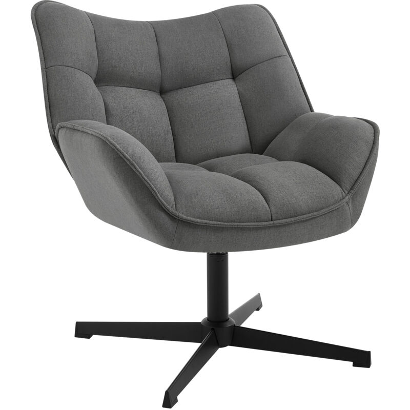 Fauteuil Salon Woltu Fauteuil Relax, Tissu en Lin, Assise Rembourrée et Large, Cadre en Métal, Gris Foncé