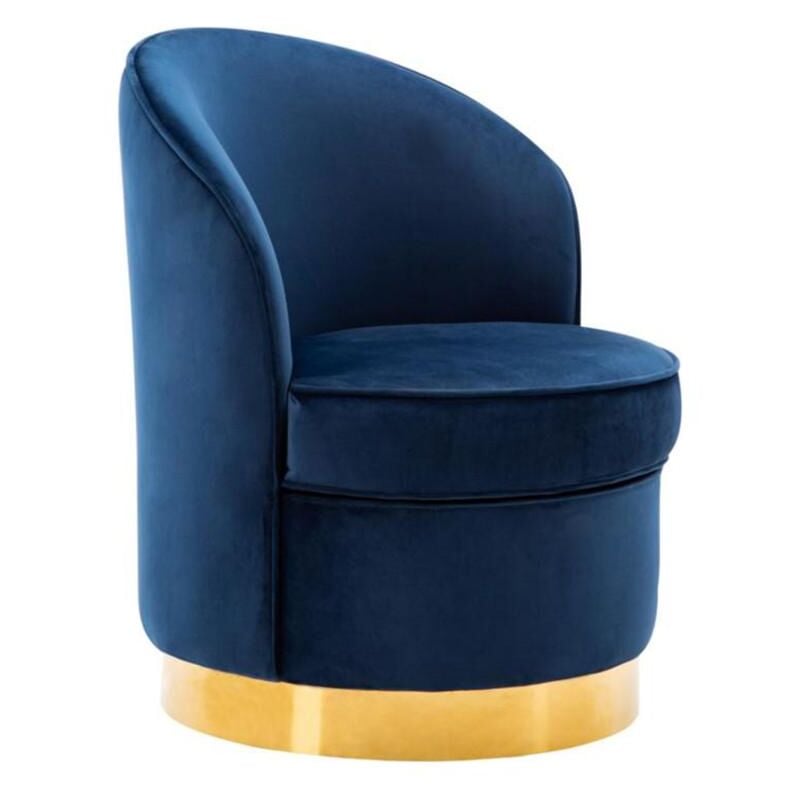 Vente-unique - Fauteuil sanela en velours - Bleu nuit