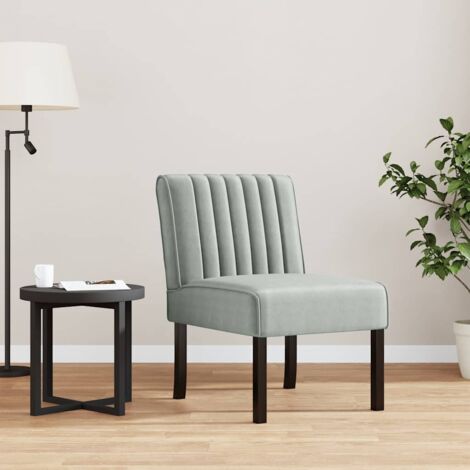 Fauteuil sans accoudoirs Fauteuil de Relaxation Fauteuil Salon gris clair velours 23520