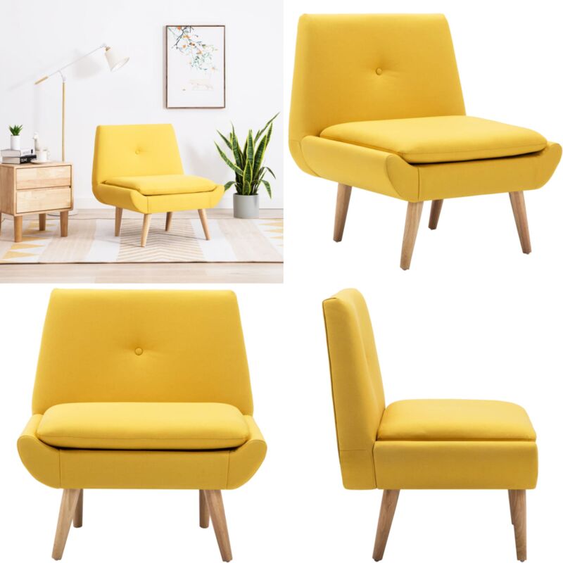 Fauteuil sans accoudoirs jaune tissu - Fauteuil Sans Accoudoirs - Fauteuil Jaune - Fauteuil Tissu - Chaise Confortable - Mobilier Salon - Home &