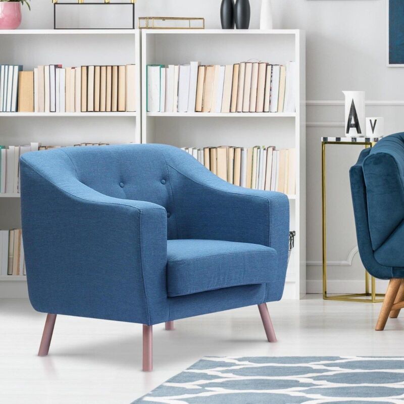 Fauteuil Sanson Tissu Bleu
