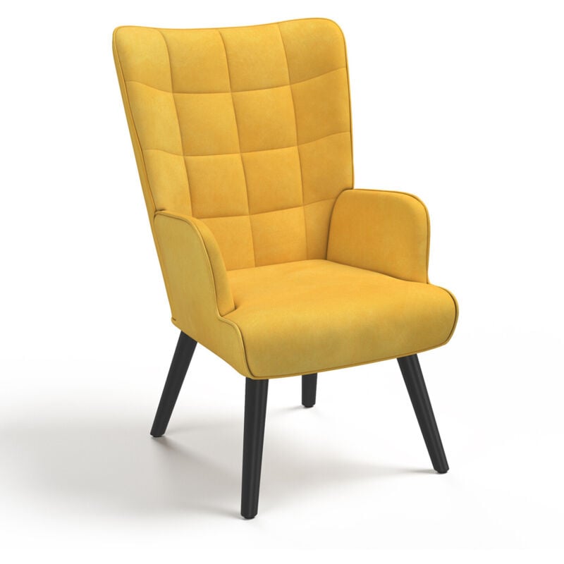 Idmarket - Fauteuil scandinave ania velours jaune