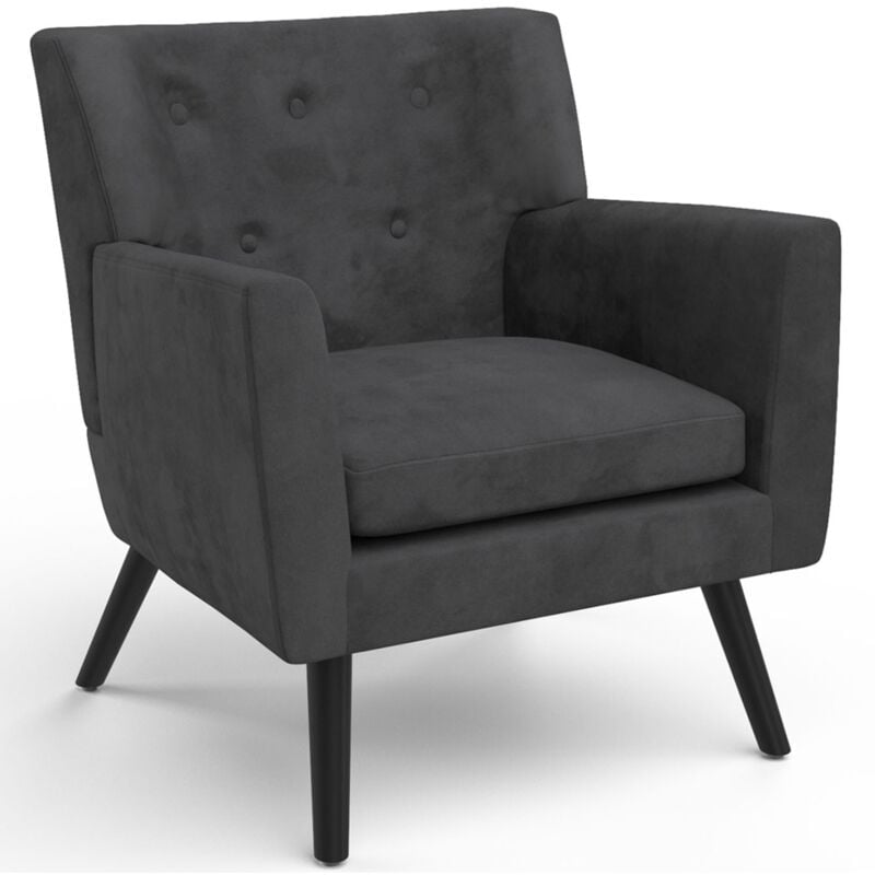Fauteuil scandinave anita en velours gris anthracite