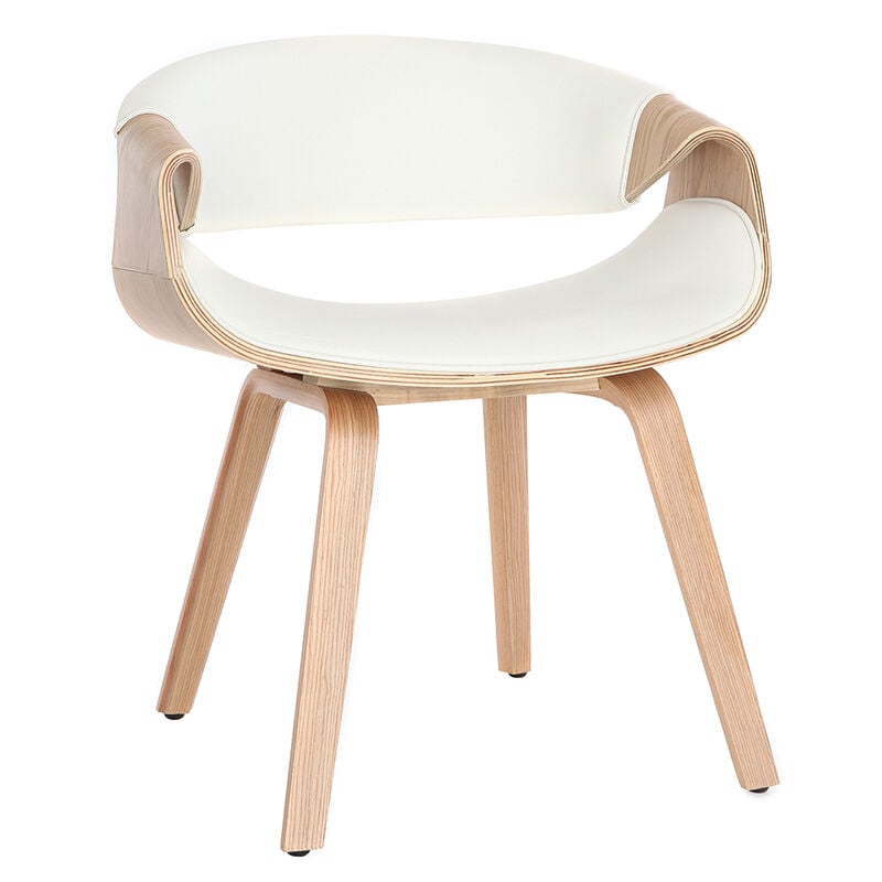 Miliboo - Chaise design blanc et bois clair aramis