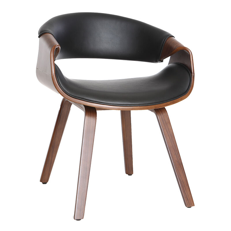 MILIBOO Fauteuil design noir et bois fonc&eacute; noyer ARAMIS L61xP52xH75