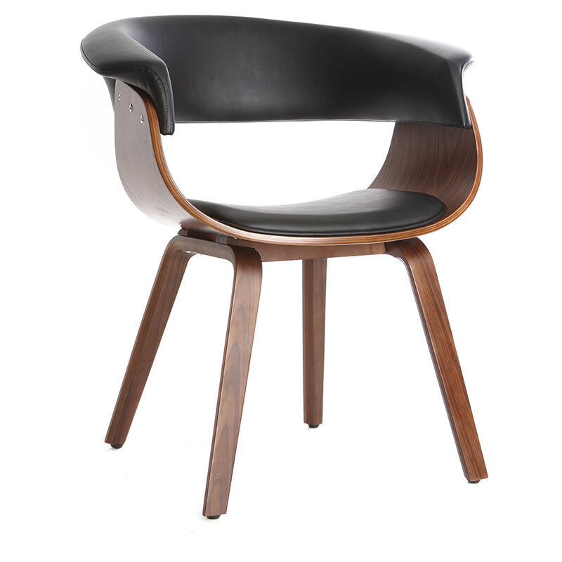 Miliboo - Chaise design noir et bois foncé noyer oktav