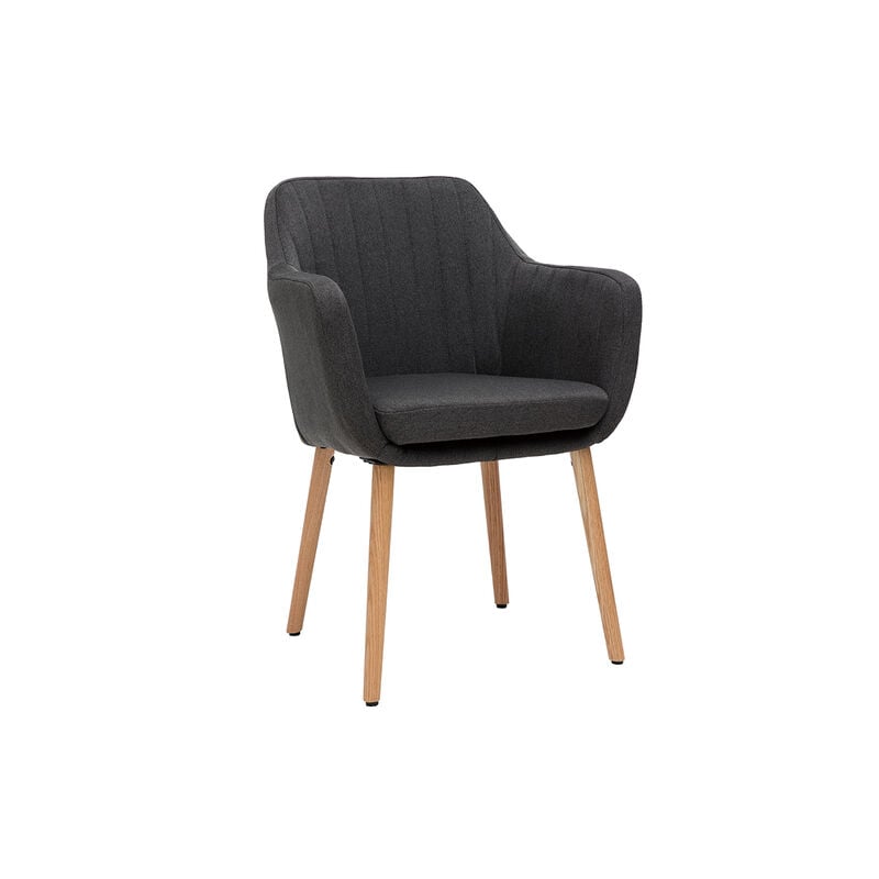 Miliboo - Chaise scandinave en tissu gris anthracite et bois clair aleyna