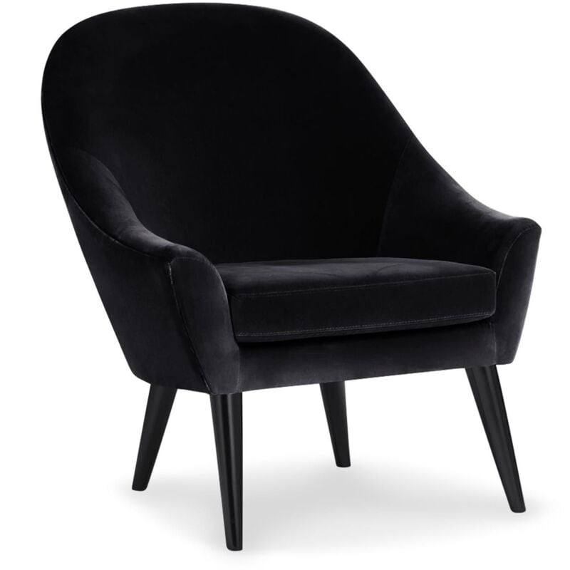 Cotecosy - Fauteuil scandinave Dakota Velours Noir