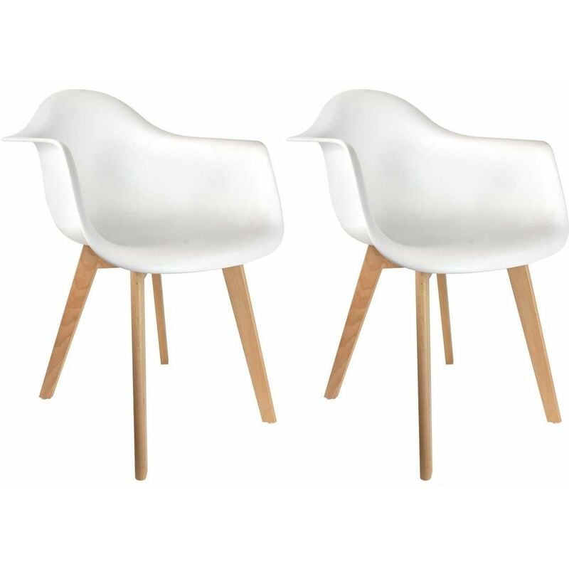 fauteuil scandinave en polypropylène (lot de 2) blanc - blanc