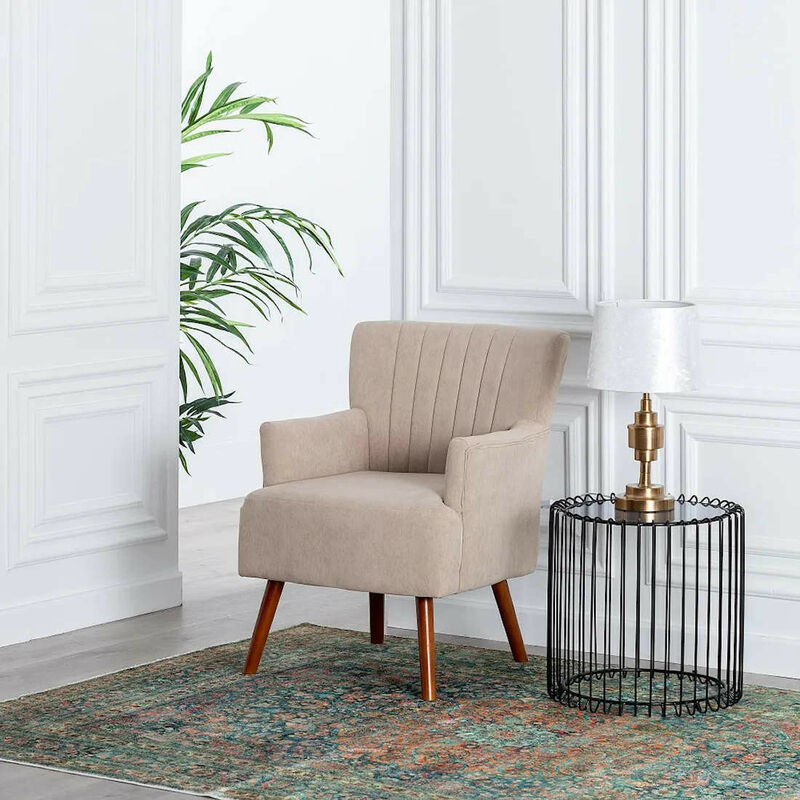 Fauteuil scandinave en velours - Kosy | Beige - Beige