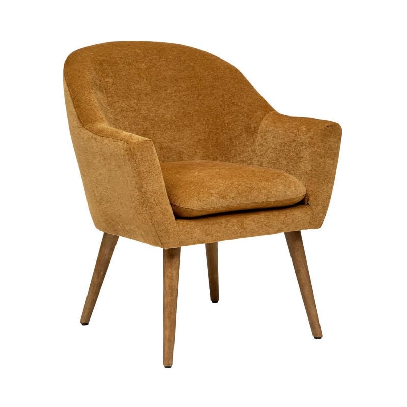 Fauteuil Scandinave en Velours 'Sinel' 83cm Ocre
