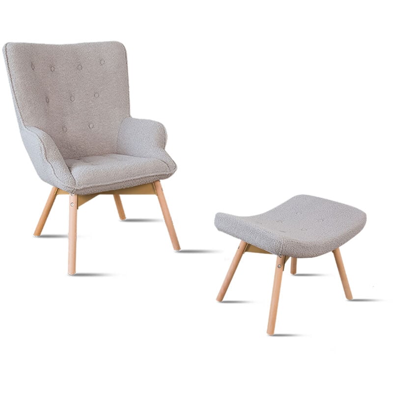 Fauteuil scandinave gris bouclette - Stockholm