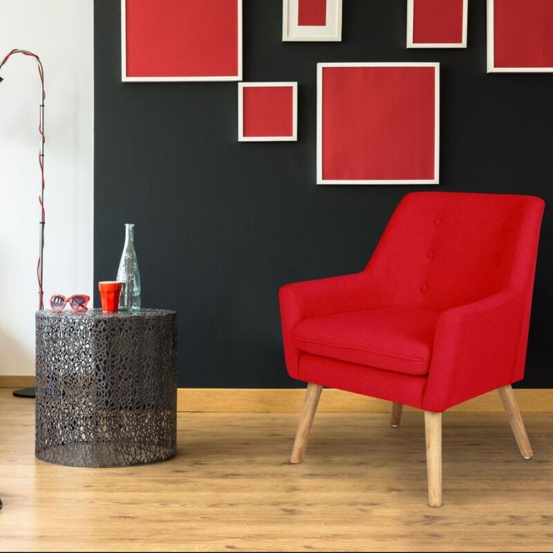 Fauteuil scandinave Gustav tissu Rouge - Rouge