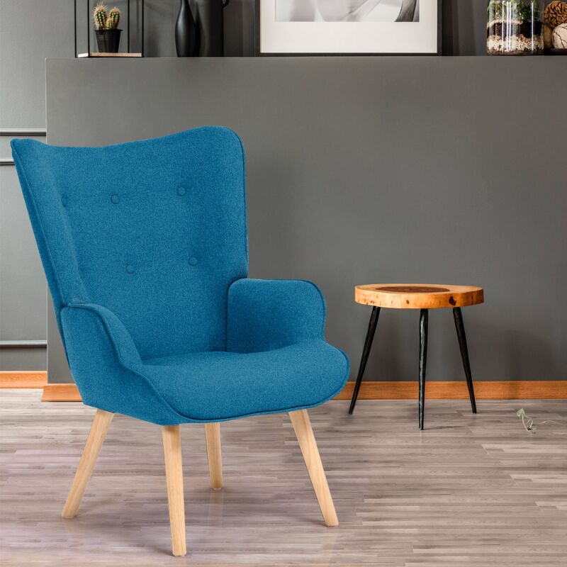 Fauteuil Scandinave Ivar En Tissu Bleu Canard