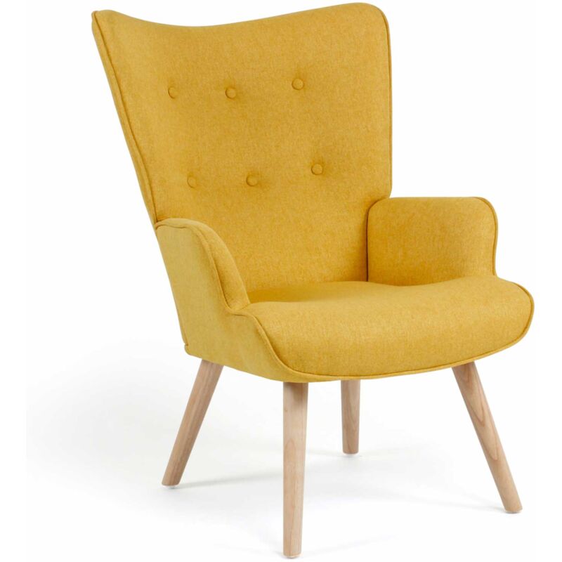 Idmarket - Fauteuil scandinave ivar en tissu jaune