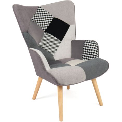 Fauteuil patchwork noir et blanc