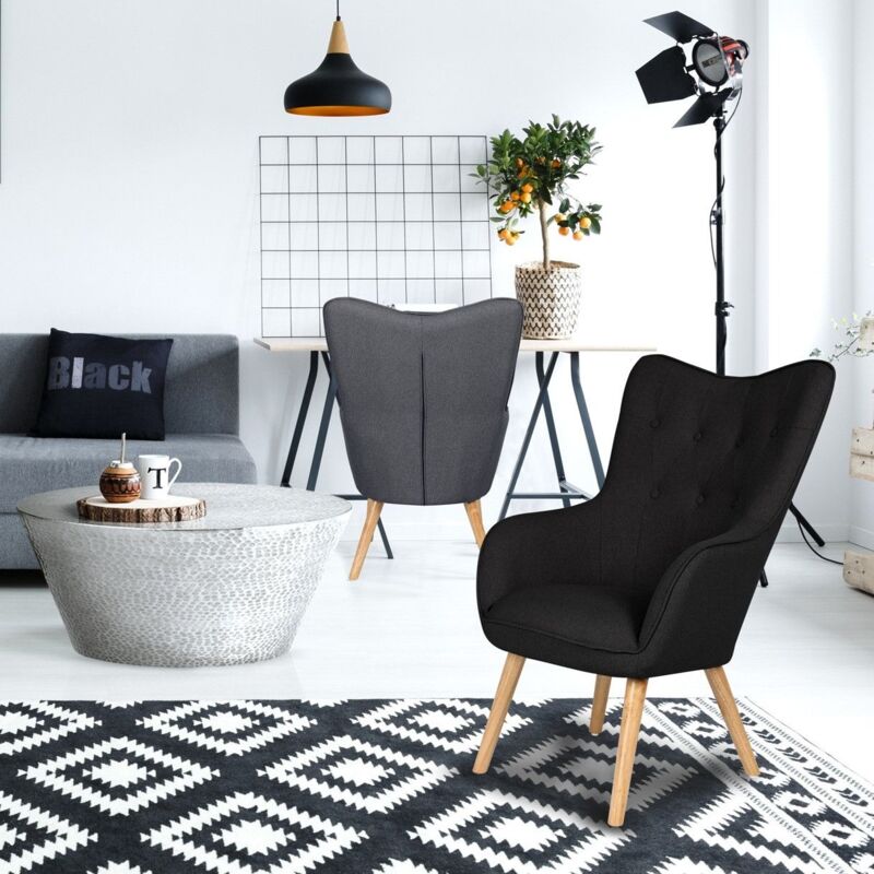 Fauteuil scandinave Klarys Tissu Noir - Noir