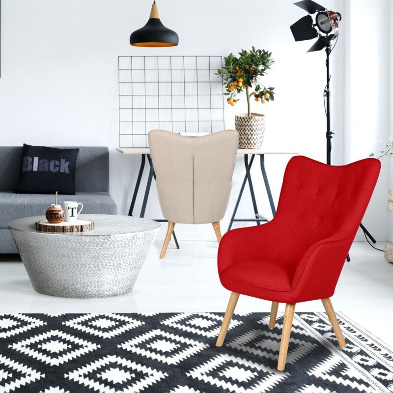 Fauteuil scandinave Klarys Tissu Rouge - Rouge