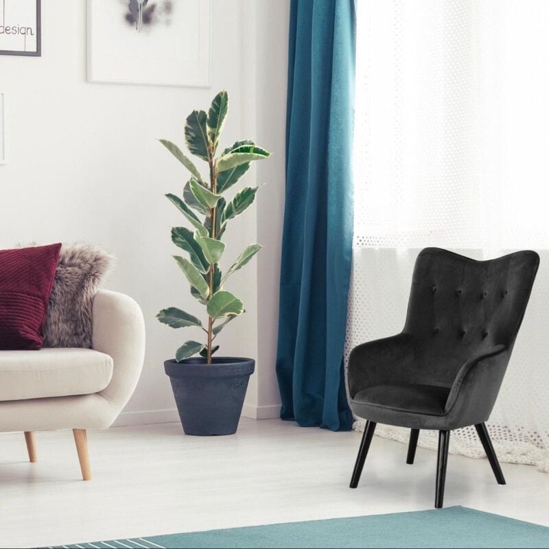 Fauteuil scandinave Klarys Velours Noir