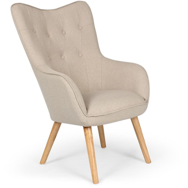 Fauteuil scandinave Klarys Tissu Beige Beige qh8801beige