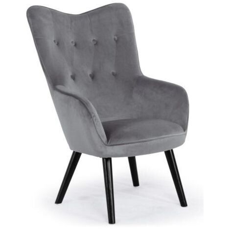 Fauteuil scandinave Klarys Velours Gris