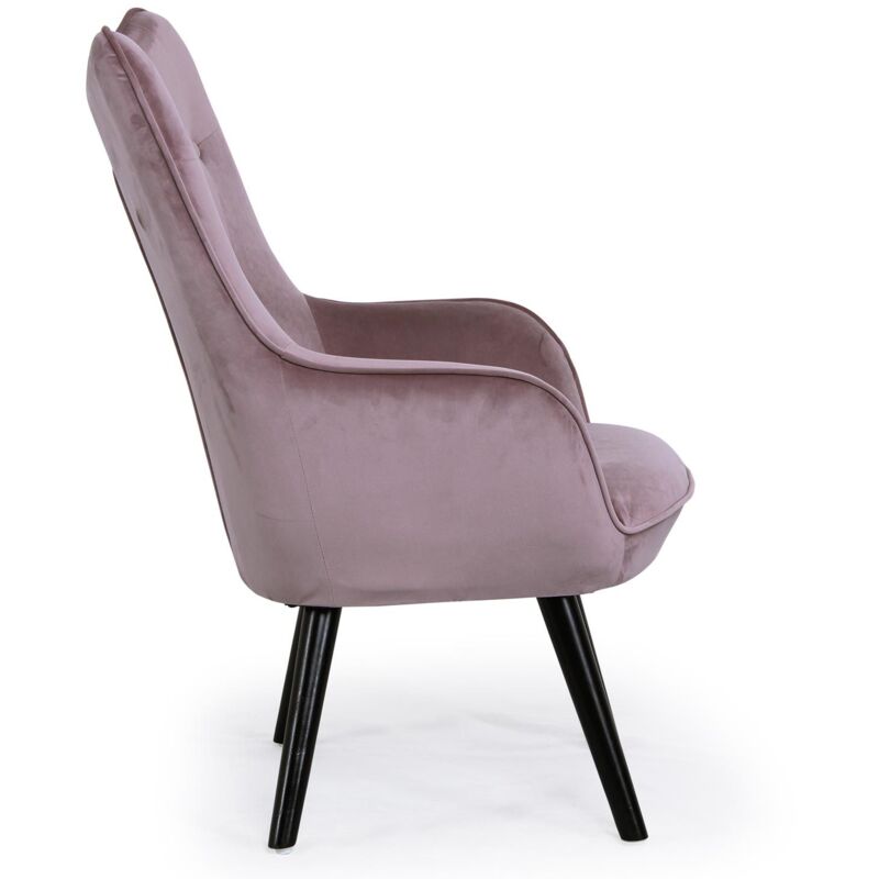 Fauteuil Scandinave Klarys Velours Rose