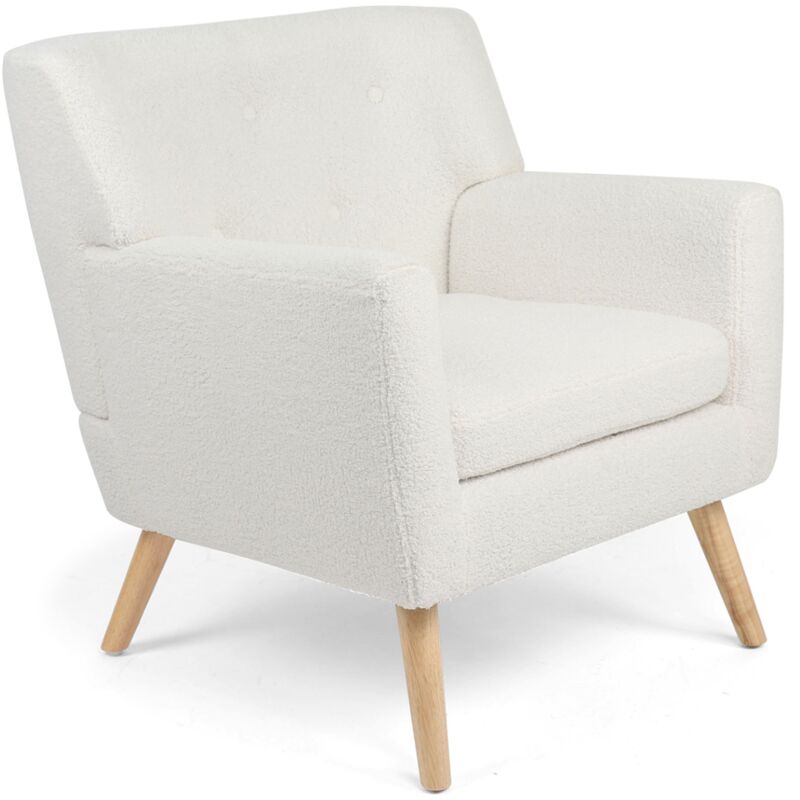 Fauteuil scandinave LIV en tissu bouclette blanc