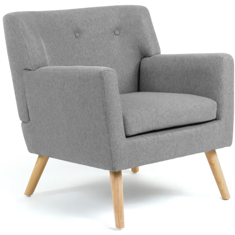 Fauteuil scandinave liv en tissu gris chiné