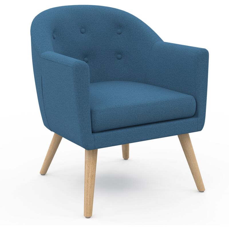 Fauteuil scandinave olan cabriolet en tissu bleu
