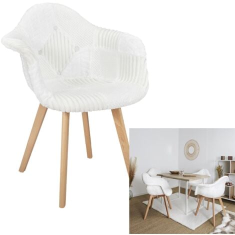 RSD DISTRIB Fauteuil scandinave patchwork blanc