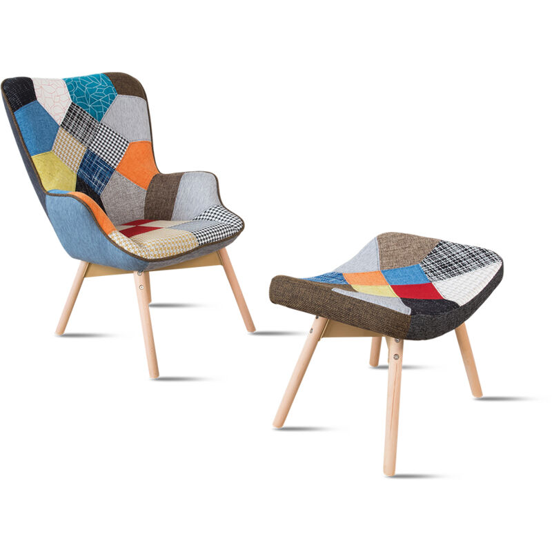 Designetsamaison - Fauteuil scandinave patchwork - Stockholm