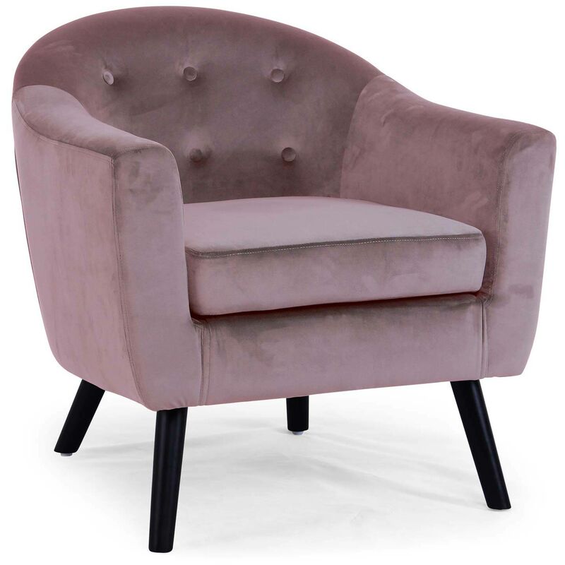 Fauteuil scandinave Savoy Velours Rose - Rose