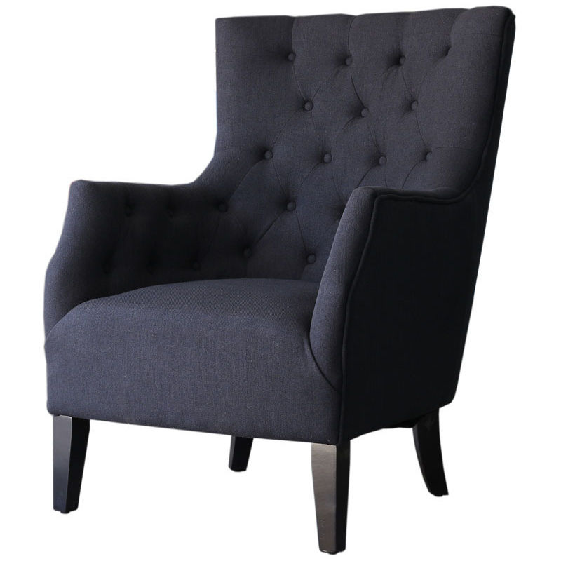 fauteuil scandinave tissu duchesse - 76 x 83 x 100,5 cm - noir - noir.