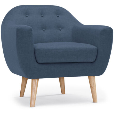 Fauteuil Scandinave Tissu "Lopy" 78cm Bleu