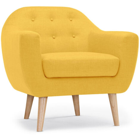 Fauteuil Scandinave Tissu "Lopy" 78cm Jaune